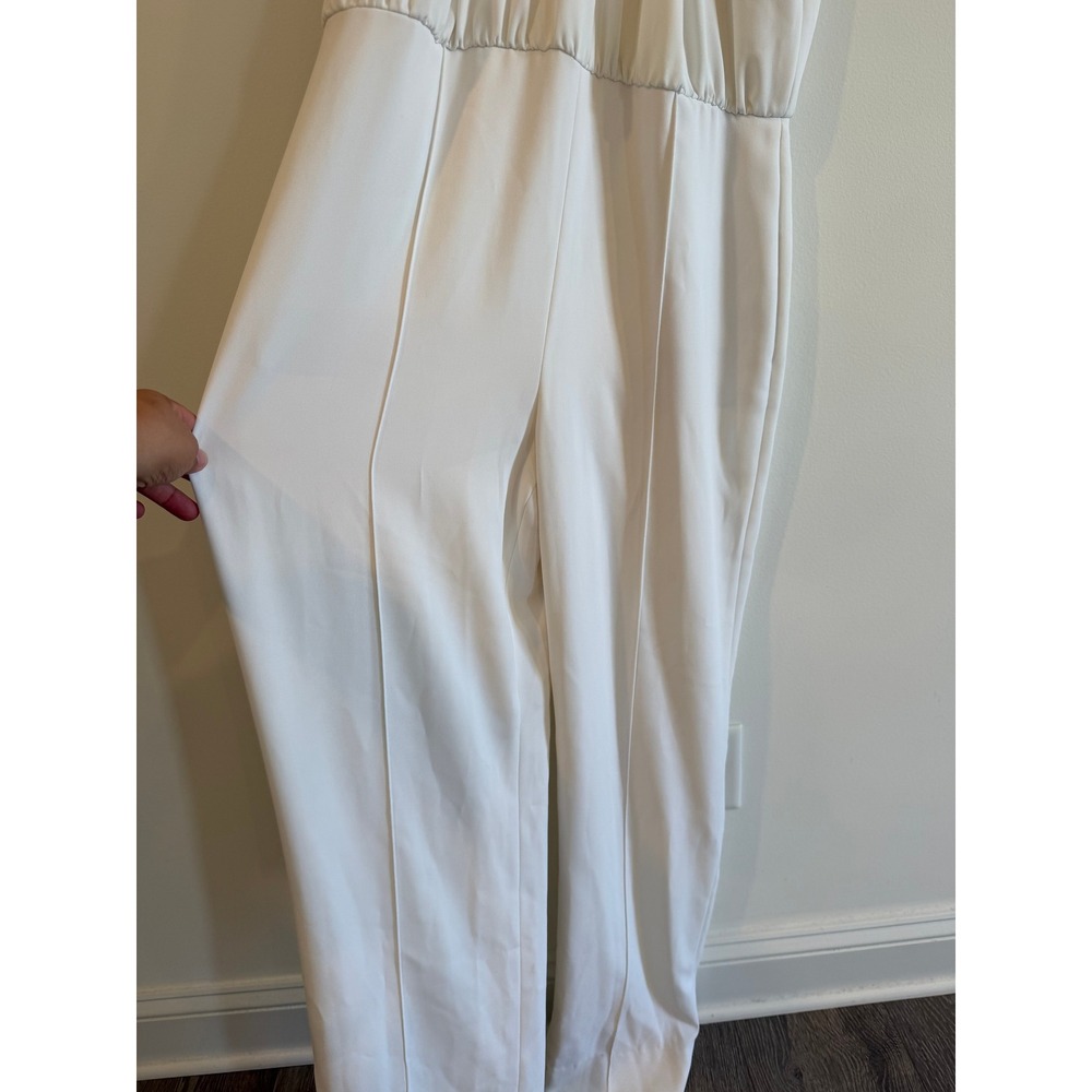 St. John Bianco White Twisted Halter Jumpsuit Size 12 NWT Engagement Bridal - Picture 3 of 14